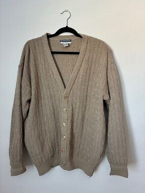Vintage Munsingwear Classics Grandpa Cardigan Sweater Unisex Large Taupe